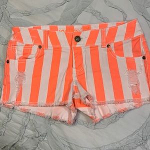 Rue 21 junior size 5 / 6 summer shorts Orange & White striped Jean